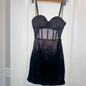 The Vintage Shop Black Chemise with Sheer Panels